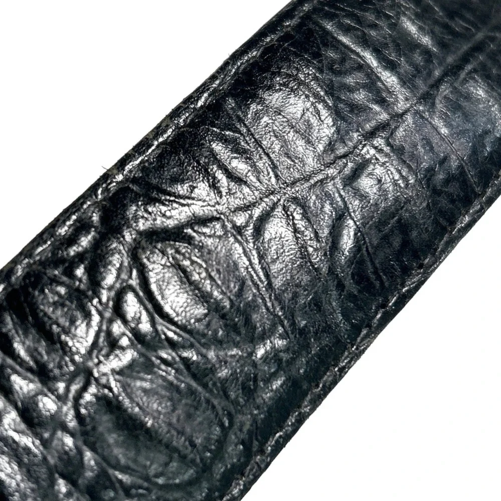 A. Brod Vintage Big Buckle Crocodile Embossed Leather Belt‎ Made in USA 23